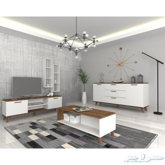 طقم طاولة تلفزيون وطاولة قهوة ومدخل موديل Tre