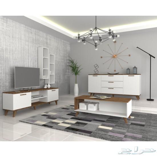 طقم طاولة تلفزيون وطاولة قهوة ومدخل موديل Tre